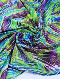 Tecido Crepe Silk Abstrato Verde e Roxo