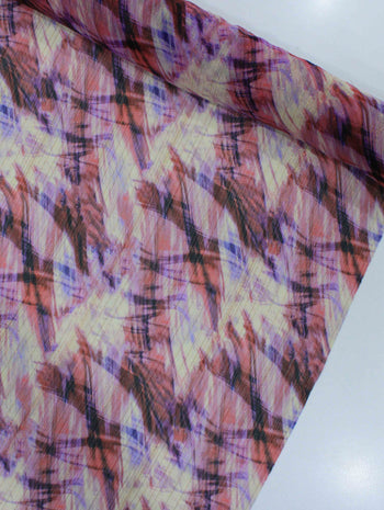 Tecido Crepe Chiffon Italiano com Lurex Abstrato Tons de Rosa