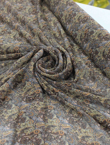 Tecido Crepe Chiffon Italiano Cashmere Tons Terrosos