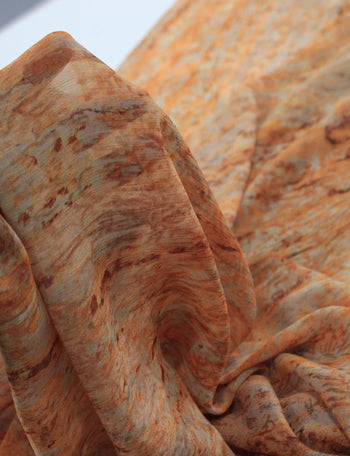 Tecido Crepe Chiffon Italiano Arte Abstrata Tons Terrosos