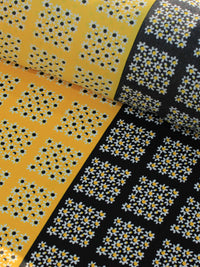 Tecido Crepe GGT Geométrico Amarelo e Preto