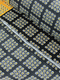Tecido Crepe GGT Geométrico Amarelo e Preto