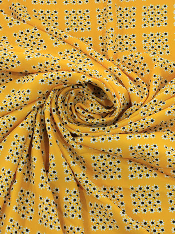 Tecido Crepe GGT Geométrico Amarelo e Preto