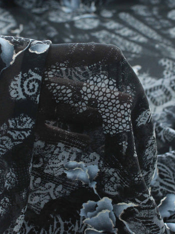 Tecido Crepe Chiffon Mix Animal Print Preto e Cinza