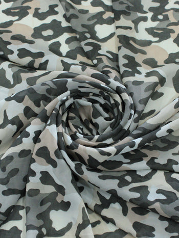 Tecido Crepe Chiffon Camuflado Tons de Verde