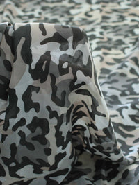 Tecido Crepe Chiffon Camuflado Tons de Verde