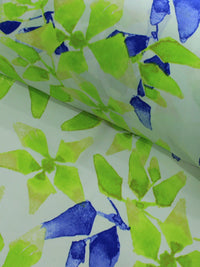 Tecido Crepe GGT Flores Abstratas Verde e Azul