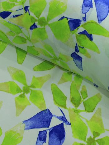 Tecido Crepe GGT Flores Abstratas Verde e Azul