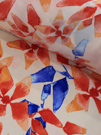 Tecido Crepe GGT Flores Abstratas Laranja a Azul