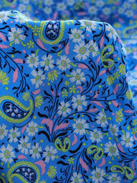 Tecido Viscose Texturizada Cashmere Azul Rosa e Verde