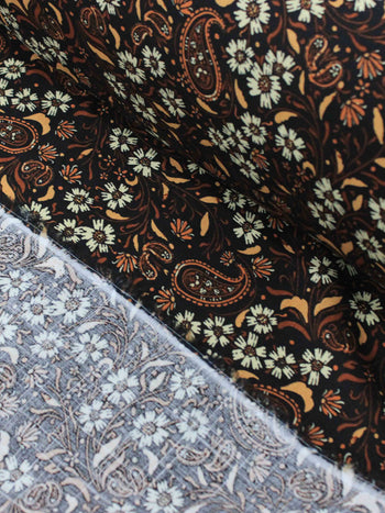 Tecido Viscose Texturizada Preto e Tons Terrosos
