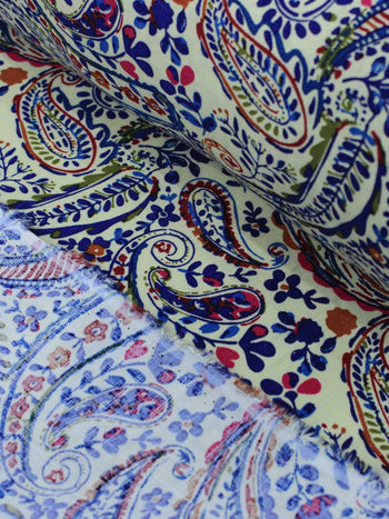 Tecido Viscose Macro Cashmere Azul Marrom e Bege