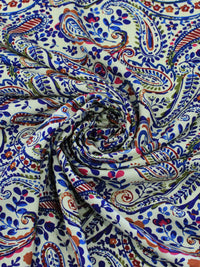 Tecido Viscose Macro Cashmere Azul Marrom e Bege