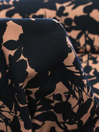 Tecido Viscose Folhas Nude e Preto