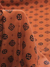 Tecido Viscose Porcelana Retro Preto e Terracota