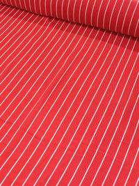 Tecido Viscose Listrado Vermelho e Branco