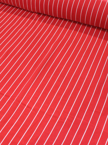 Tecido Viscose Listrado Vermelho e Branco