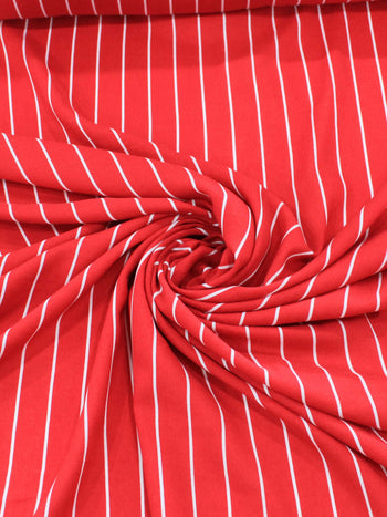 Tecido Viscose Listrado Vermelho e Branco